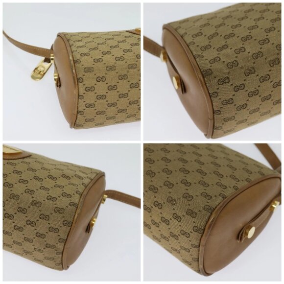 GUCCI Micro GG Canvas Shoulder Bag Vintage Beige Gold Auth BA4063 - Picture 16 of 16